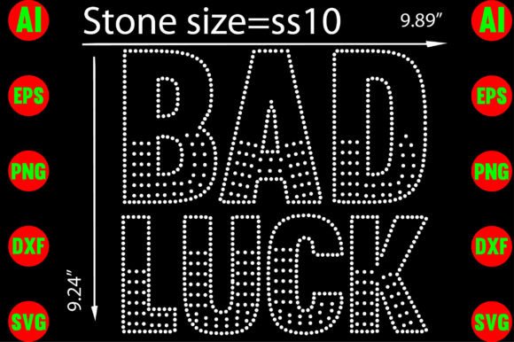 Bad Luck Rhinestone Templates for T-Shirt Designs
