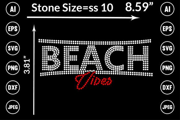 Beach Vibes Rhinestone Templates for T-Shirt Designs