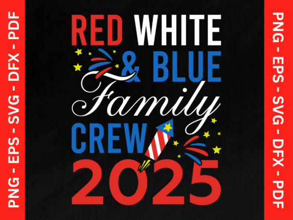 Red White & Blue Family Crew Graphics for T-Shirt Brands