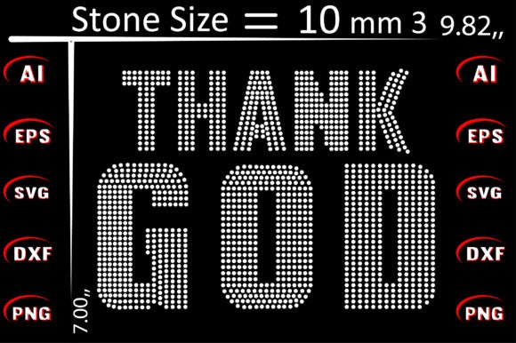 Thanks God Rhinestone Templates for T-Shirt Designs